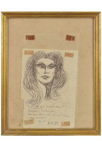 <b>DI CAVALCANTI, EMILIANO</b><br>(1897-1976)<br>Suprema Ondina<br>Desenho a grafite s/ papel<br>Ass., titulado e datado 31-8-73, no centro inferior<br>21 x 15 cm