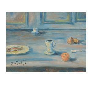 <b>MANOEL SANTIAGO</b><br>(1897-1987)<br>Natureza Morta<br>Óleo s/ tela<br>Ass. cie e verso<br>50 x 65 cm
