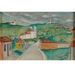 <b>GUIGNARD, ALBERTO DA VEIGA</b><br>(1896-1962)<br>Igreja do Rosário<br>Óleo s/ tela<br>Ass. e datado 1961, cid e verso<br>27 x 41 cm