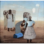 <b>PORTINARI, CÂNDIDO </b><br>(1903-1962)<br>Mulheres no Campo<br>Aquarela e guache s/ papel<br>Ass. e datado 1938, cid<br>Reproduzido no Catálogo "Raisonné", vol. I pág. 482 FCO 3288<br>36 x 36 cm