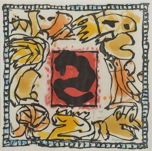 <b>PIERRE ALECHINSKY</b><br>(1927)<br>S'aspiré<br>Serigrafia aquarelada s/ papel japonês<br>Numerada 12/70<br>Ass. e datada 1988, cid<br>71 x 71 cm