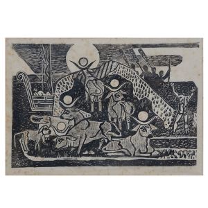 <b>LESKOSCHECK, AXEL</b><br>(1889-1976)<br>"Odysseia"<br>Xilogravura<br>Ass. cid<br>Titulado cie<br>21 x 29,5 cm