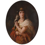 <B>PEDRO AMÉRICO</B><BR>(1843-1905)<BR>Cigana<BR>Óleo s/ tela<BR>Ass. na lateral direita<BR>57 x 43 cm
