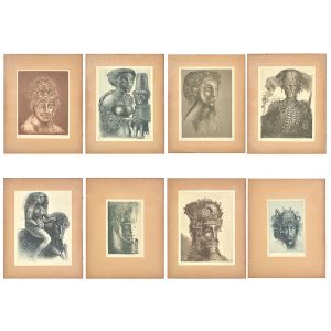 <b>GRASSMANN, MARCELO</b><br>(1925-2013)<br>Figuras<br>Conjunto de 8 gravuras<br>Numeradas 83/100<br>Ass. cid<br>46 x 36 cm