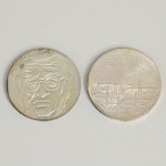 Lote constando de: a) <b>Moeda em prata</b> Suomi, Finland, 10 Markkaa, 1917  1961; b) <b>Moeda da Filândia</b>, 10 Markkaaa, 1970, prata, 100 anos do Presidente Paasikivi. Peso total 43 gramas.