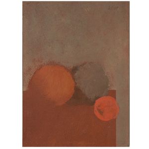 <b>CARLOS SCLIAR </b><br>(1920-2001)<br>Três Frutas<br>Guache encerado<br>Ass. csd<br>Apresenta no verso, selo do Museu de Arte Moderna do Rio de Janeiro<br>32 x 22,5 cm