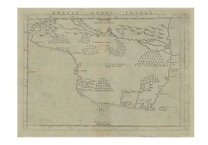 <b>GIACOMO GASTALDI</b><br>(c. 1500-1566)<br>Escola Italiana<br>Brasil Nuova Tavola<br>Gravura em cobre<br>22 x 32 cm
