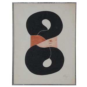 <b>ROSSINI PEREZ</b><br>(1932-2020)<br>Curvas<br>Serigrafia<br>E. A.Ass. cid<br>Apresenta no verso, selo da Galeria de Arte Ipanema<br>63 x 47 cm