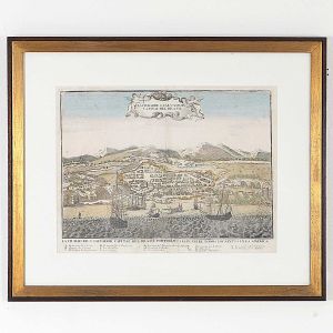 <b>ARNOLDUS MONTANUS</b><br>(1625-1683)<br> La Ciudadde S. Salvador Capital del Brasil Gravura em cobre<br>46 x 36 cm