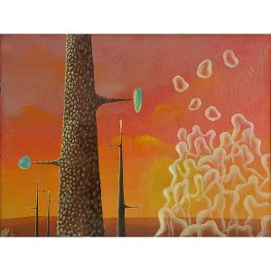 <b>WALTER LEWY</b><br>(1905-1995)<br>Sem título<br>Óleo s/ tela<br>Ass. e datado 1990, cie<br>72 x 95 cm