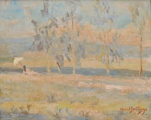 <b>MANOEL SANTIAGO</b><br>(1897-1987)<br>Paisagem<br>Óleo s/ tela<br>Ass. cid e verso<br>50 x 61 cm