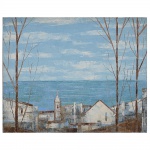 <b>JOSÉ PAULO MOREIRA DA FONSECA </b><br>(1922-2004) <br>Azul e Horizonte<br>Óleo s/ tela<br>Ass. e datado 72, cid<br>Ass., titulado, e datado 72, no verso<br>35 x 42 cm