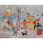 <b>E. GARAHOBA</b><br>Circo<br>Aquarela<br>Ass. e datado 1991, cie<br>35 x 42 cm