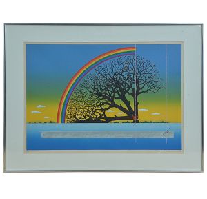 <b>TOMOSHIGE KUSUNO</b><br>(1935)<br>Sem título<br>Serigrafia colorida<br>Ass. e datada 74, cid<br>Numerada 11/80<br>47 x 65 cm