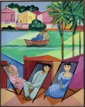 <B>CÍCERO DIAS</B><BR>(1907-2003)<BR>Figuras na Praia<BR>Óleo s/ tela<BR>Ass. cid<BR>81 x 65 cm<BR>