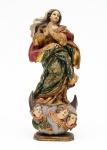 ARTE SACRA -Elegante imagem mineira em madeira policromada e dourada de N. Sra. da Conceição. Aprese