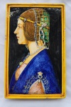 Boloquia ITALIA - Azulejo esmaltado com Retrato Beatrice dEste de Leonardo da Vinci. Medindo: 2,5 x 26 x 16,5 cm.