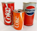 Latas de refrigerante antigas - Coca-Cola e Pepsi