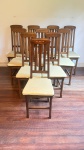 MOBILIÁRIO - Conjunto de 10 cadeiras em madeira nobre marchetada. Med. 107x4x38,5 cm. Acompanha almo