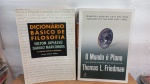 DOIS LIVROS: DICIONÁRIO BÁSICO DE FILOSOFIA / O MUNDO É PLANO . * BOM ESTADO GERAL