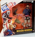 Falcon Missão Heróica - Boneco de edição limitada, lançado pela Brinquedos Estrela em três versões inéditas e limitadas a 400 unidades de cada, especialmente criadas para a Comic Con Experience (CCXP) em dezembro de 2018. Exemplar de número 249, na caixa completo