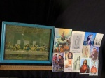 QUADRO ANTIGO  RELIGIOSO DA SANTA CEIA   COM 20 SANTINHOS