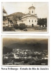 Dois Cartões Postais fotográficos de Nova Friburgo no Estado do Rio de Janeiro (JL-18) - Igreja Matriz e vista noturna.