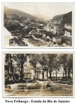 Dois Cartões Postais fotográficos de Nova Friburgo no Estado do Rio de Janeiro (JL-19) Vista da Cidade e Praça Getúlio Vargas.