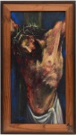 PAULO CORREIA - "Cristo" - ost - assinado no c.i.e. Medidas da tela : 100 cm x 80 cm. Medidas da moldura: 127 cm x 107 cm.