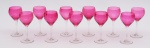 Conjunto de 11 taças em cristal francês St. Louis na cor rubi. Medidas: 14,,5 cm
