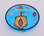 Bowl em cristal italiano com bela pintura de romã e flores. Diâmetro: 14 cm.