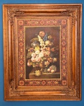 Escola Européia do século XIX - "Flores" - ost - sem assinatura - Medida da tela: 120 cm x 90 cm. Medida da moldura: 166 cm x 53 cm