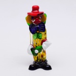 Palhacinho em vidro de murano  colorido. Altura  17 cm.