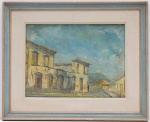 ASSINATURA NÃO IDENTIFICADA - "Casario" - óleo sobre tela. Medida da tela: 29 cm x 39 cm. Moldura: 46 cm x 56 cm.