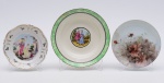 Três pratos  em porcelana Nacional diâmetros   18,19  e 24 cm.
