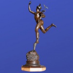 Escultura em bronze mitológica mercúrio peça italiana altura 56cm