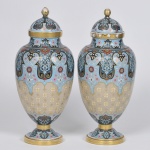 LIMOGES (TORRE EIFFEL) - MONNERIE LAURE - EXPOSITION UNIVERSALLE DE 1889 - Par de belíssimos vasos e