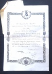 Diploma da condecoração Orden Francisco de Miranda, segunda classe, concedida a oficial da FAB em 19