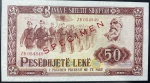 OPORTUNIDADE - DIFICIL - SPECIMEN - CEDULA DA ALBANIA - 50 LEKE 1976 - FLOR DE ESTAMPA.