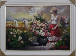 MANOEL COSTA - Cigana com flores - Acrílico sobre tela - Medidas da tela: 70x100 - Medidas da moldur