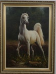 S. AHAMADY - Lindo trabalho - Cavalo branco - Óleo sobre tela - Medidas da tela: 100X70