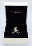 PANDORA - Trio de anéis em prata com pedras naturais, acondicionado em estojo original - aro 20 - Pe