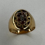Antigo anel português em ouro com Brasão central incrustado com pedrarias - aro 20 - PT 9.1g - Peça