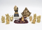 Sri Buddha - Acumulação de imagens de Bhudda (8) em diversos tamanhos, compoe o lote 3 imagens de sabios chineses. Total 11 peças. (12cm / 4cm)