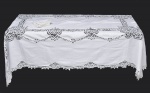 Toalha de mesa com 12 guardanapos de linho com renda renascença e ponto cheio. Toalha 300x1,60 cm/  Guardanapos 35x35 cm