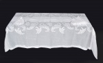 Toalha de mesa de lese branca com bordados cheio e bordas cinza. Acompanha 12 guardanapos ( 3 com poidos).   Toalha 356x160 / Guardanapos 53x53 cm