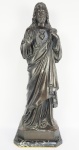 SAGRADO CORAÇÃO DE JESUS-  BELA  ESCULTURA EM PETIT BRONZE SOBRE BASE MARMÓREA. EUROPA, INICIO DO SEC. XX. 65 CM DE ALTURA