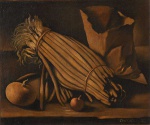 GREGORIO SCILTIAN   (EX COLEÇÃO LUCIANO TADINI)  COMPOSIÇÃO COM FRUTOS E HORTALIÇA. OSC ASSINADO CANTO INFERIOR DIREITO. UMA OBRA MAGNIFICA DO ACLAMADO CIRADOR DO REALISMO MODERNO NA PINTURA ITALIANA. UMA PINTURA DESSE GENERO FOI APREGOADA PELA LEILOEIRA CHRISTIES ATINGINDO VALOR DE APROXIMADAMENTE r$ 100.000,00 (VIDE EM https://www.christies.com/en/lot/lot-3912345)  MEADOS DO SEC. XX  50 X 60 CM SEM CONSIDERAR O TAMANHO DA MOLDURA. COM A MOLDURA TEM 76 X 87 CM. Este lote necessita de ser retirado na cidade de São Paulo, região dos Jardins.NOTA: Gregorio Sciltian foi um pintor ítalo-armênio. Ele nasceu em Nakhichevan - hoje parte de Rostov-on-Don, na Rússia - em 1900. Pertencente a uma família rica, após terminar o ensino médio, mudou-se para Moscou, onde continuou seus estudos clássicos e começou a se dedicar ao estudo. das artes plásticas. Por causa da Revolução de Outubro, em 1919 ele deixa seu país natal. Viveu em Viena, Paris, Berlim e com a esposa mudou-se para Itália, Roma, em 1923. Aqui conheceu vários intelectuais e pintores importantes como Carlo Carrà, Filippo de Pisis, Antonio Donghi, Giuseppe Capogrossi e Giorgio de Chirico, que iriam tornar-se um ponto de referência para ele.Sciltian foi influenciado principalmente pelos futuristas e cubistas - conhecidos durante sua juventude - os pintores Caravaggio e flamengo Van Eyck e Brueghel. A sua pintura recupera as tradições caravaggiana e flamenga com um realismo de impressionante fidelidade fotográfica: uma perfeição lenticular conseguida com um material de cromaticidade compacta e uma técnica emprestada da pintura antiga.Em 1925 participou na Terceira Bienal de Roma e em 1926 expôs os seus trabalhos na 15ª Bienal de Veneza. De 1927 a 1932 viveu com a esposa em Paris, onde já havia exposto em vários Salões Parisienses. O sucesso internacional veio em 1928 com a sua participação na Exposition de l'Art Russe no Palais des Beaux-Arts em Bruxelas. Em 1933 regressou à Itália e instalou-se em Milão. Em 1940 participou na Trienal de Milão, e várias vezes voltou a estar presente na Bienal de Veneza.Em 1947 fundou com Pietro Annigoni e os irmãos Antonio e Xavier Bueno o movimento "Pintores Modernos da Realidade", para contrariar o surgimento de diversas correntes informais e abstratas. Sciltian morreu em Roma em 1º de abril de 1985.Suas obras podem ser encontradas nos principais museus nacionais da Itália e do exterior - Uffizi, Museus do Vaticano, GNAM e GAMEC em Bérgamo, Museu MART de Arte Moderna e Contemporânea de Trento e Rovereto, Museu de Luxemburgo, Museu Real da Bélgica - e em importantes coleções particulares. na Itália e no exterior.