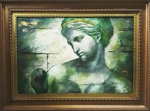 AM000, ASSINATURA ILEGÍVEL, óleo sobre tela, representando figura, medida interna 89 x 59 cm, medida