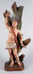 São Sebastião. Imagem esculpida em madeira com policromia original com cinco flechas e resplendor em